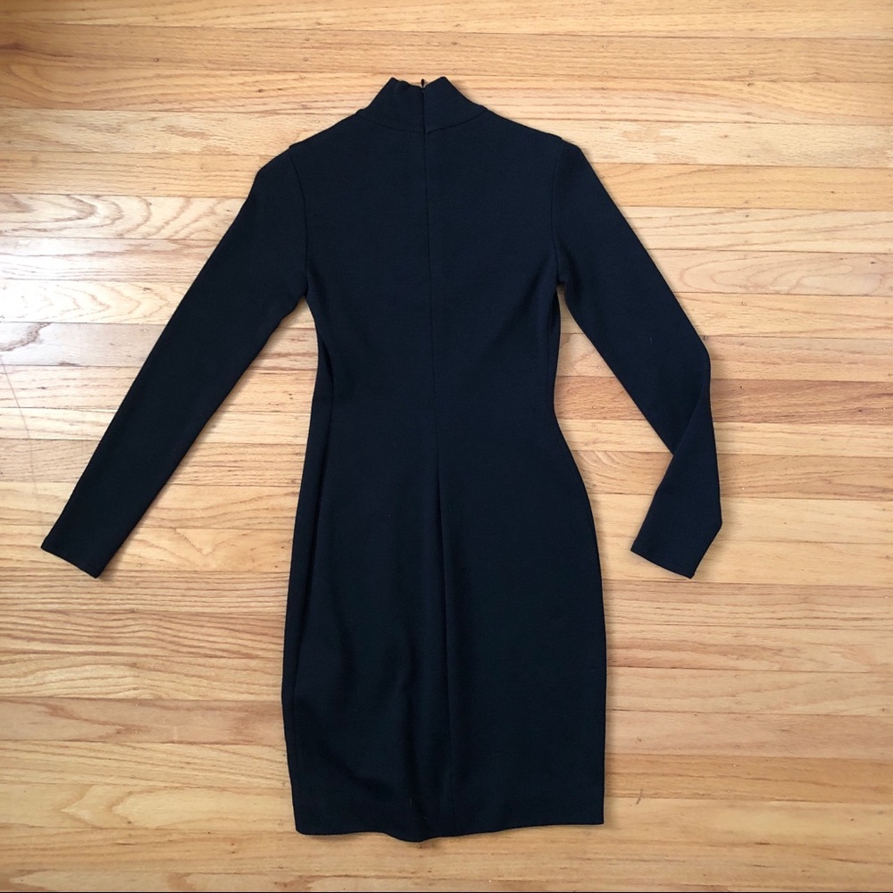 Sleek Black DKNY Dress Short with Long Sleeves S